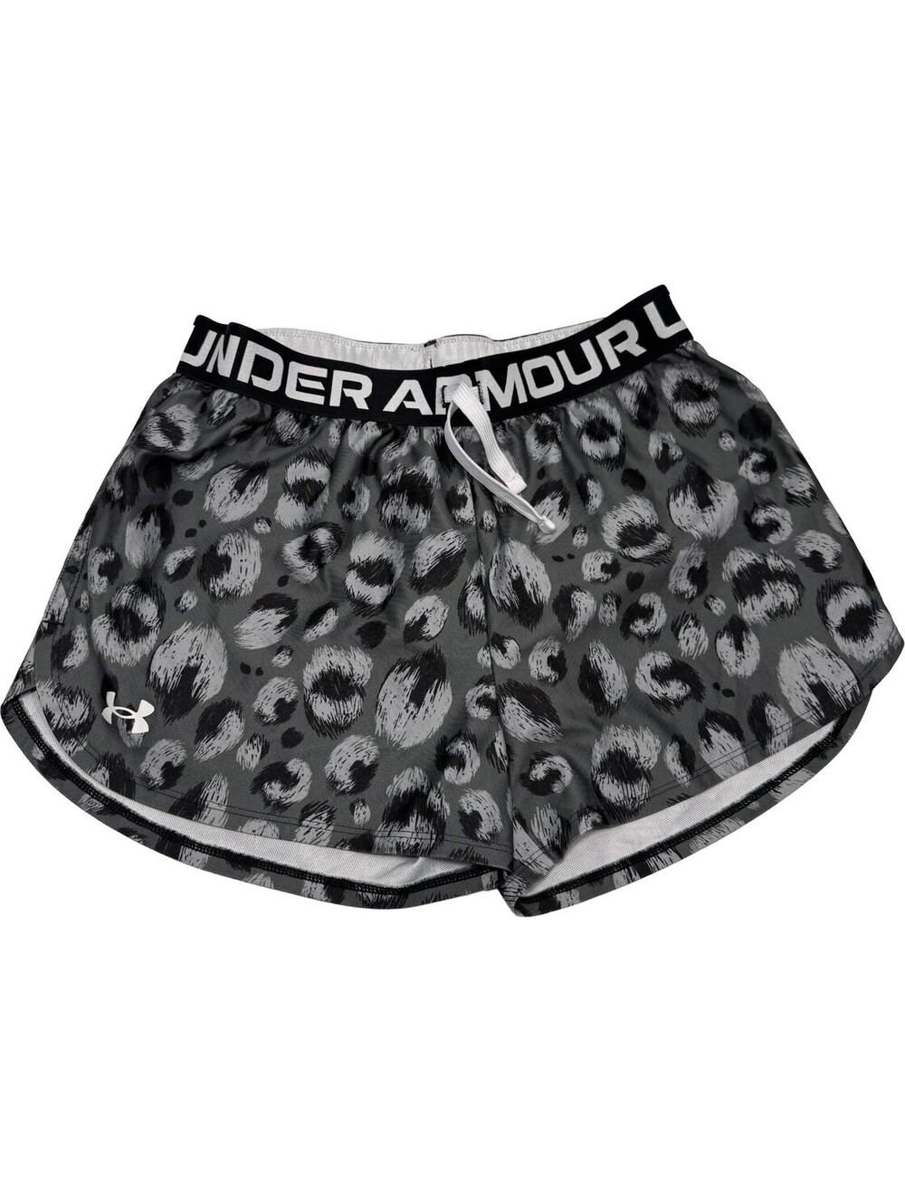 UNDER ARMOUR Banded Running Shorts Girls Youth Large Gray Black Animal Print